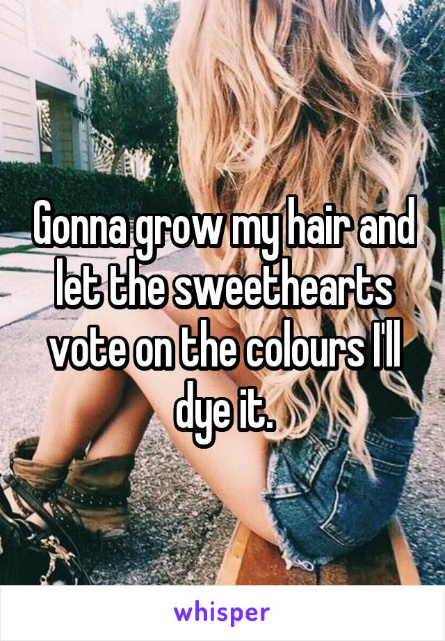 Gonna grow my hair and let the sweethearts vote on the colours I'll dye it.