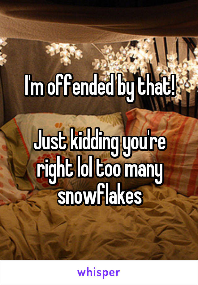 I'm offended by that!

Just kidding you're right lol too many snowflakes