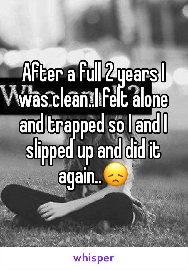 After a full 2 years I was clean..I felt alone and trapped so I and I slipped up and did it again..😞