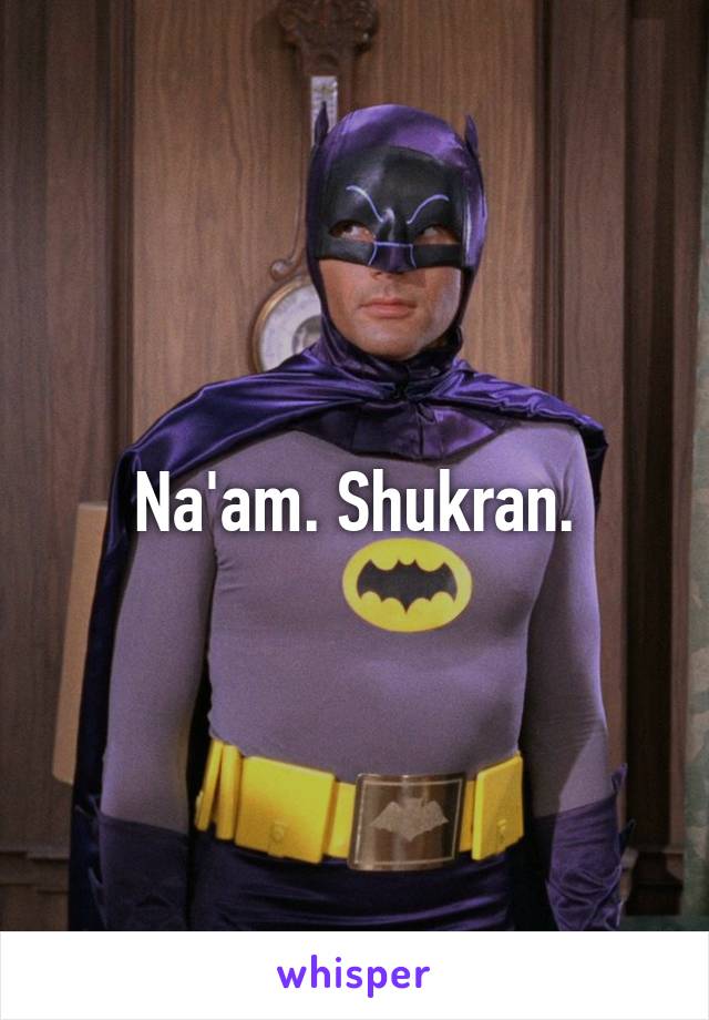 Na'am. Shukran.