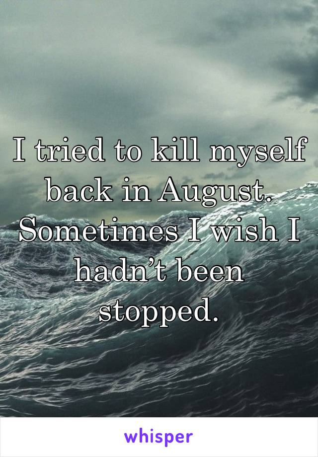 I tried to kill myself back in August. Sometimes I wish I hadn’t been stopped. 