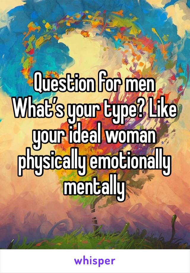 Question for men
What’s your type? Like your ideal woman physically emotionally mentally 
