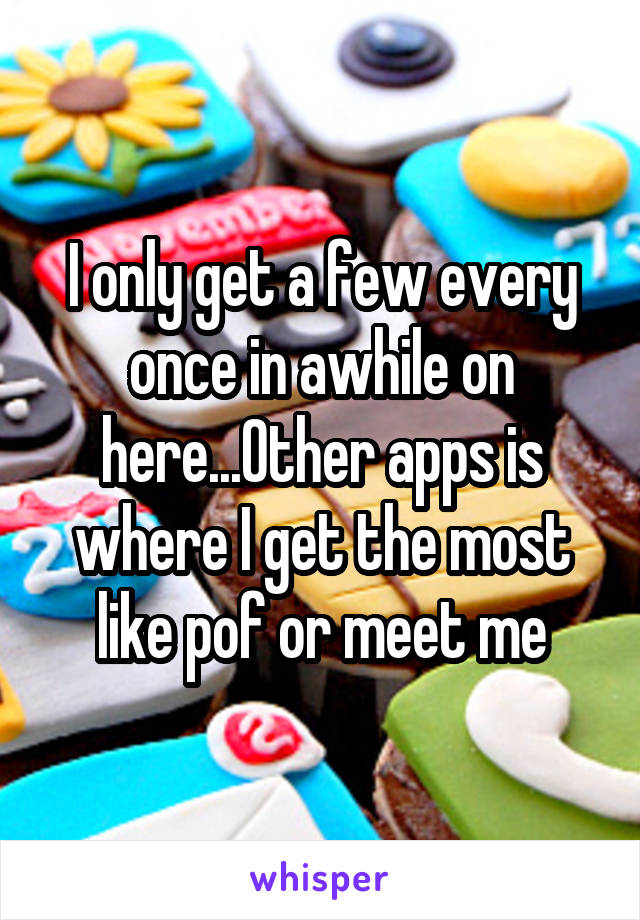 I only get a few every once in awhile on here...Other apps is where I get the most like pof or meet me
