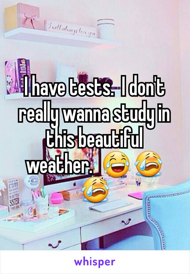 I have tests.  I don't really wanna study in this beautiful weather.  😂😭😭