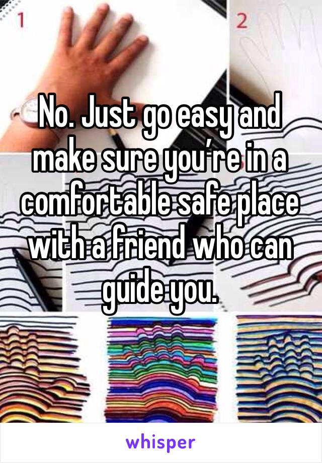 No. Just go easy and make sure you’re in a comfortable safe place with a friend who can guide you. 