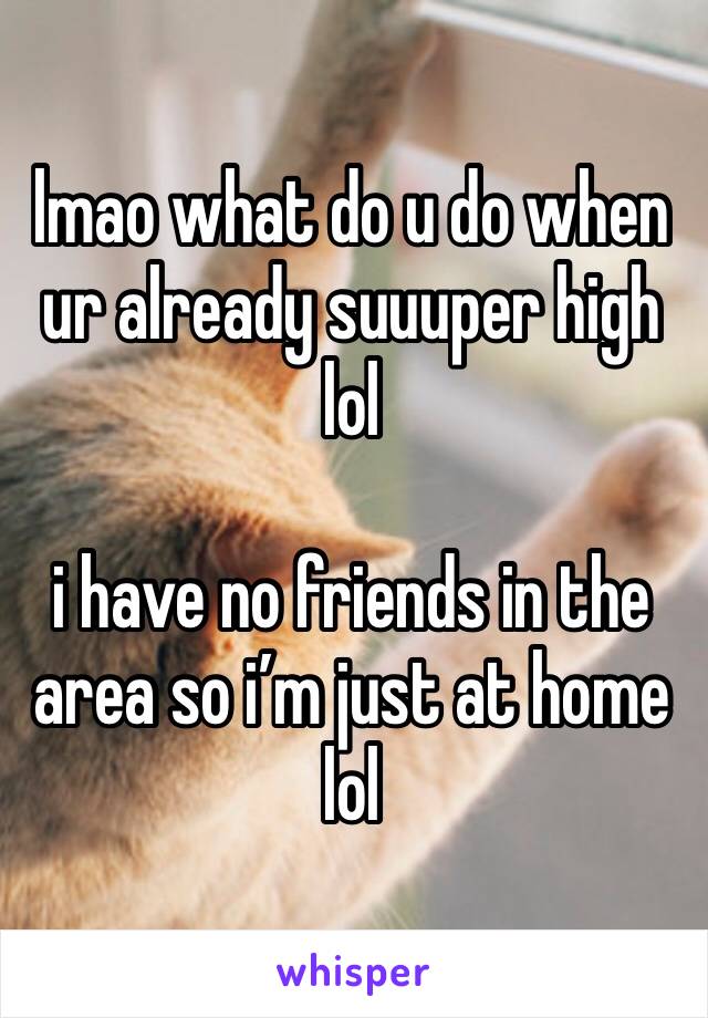 lmao what do u do when ur already suuuper high lol 

i have no friends in the area so i’m just at home lol 