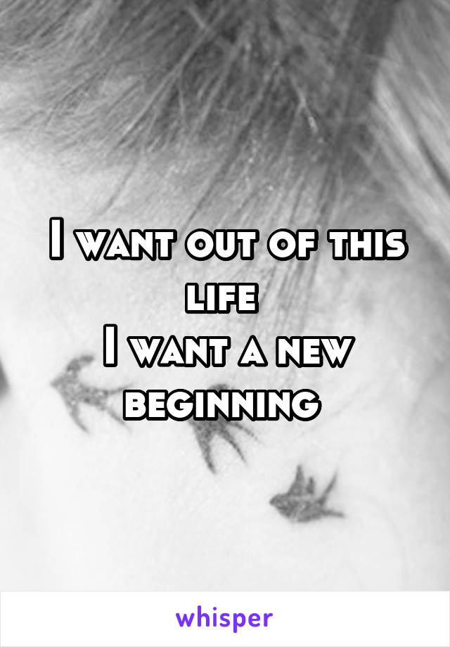 I want out of this life 
I want a new beginning 
