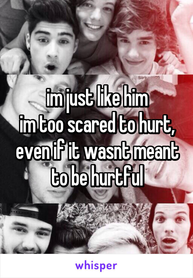 im just like him
im too scared to hurt, even if it wasnt meant to be hurtful