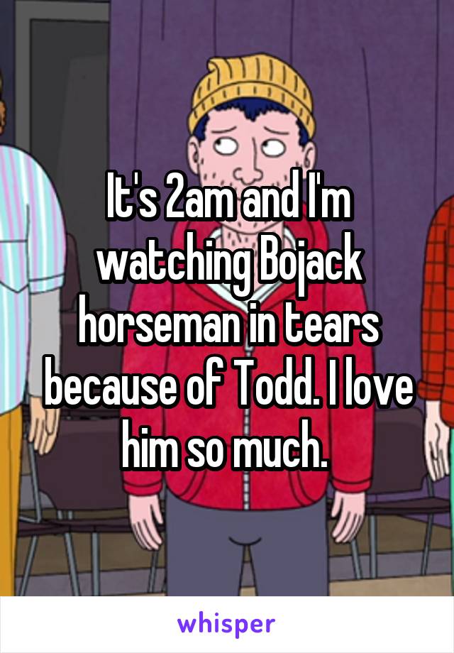It's 2am and I'm watching Bojack horseman in tears because of Todd. I love him so much. 