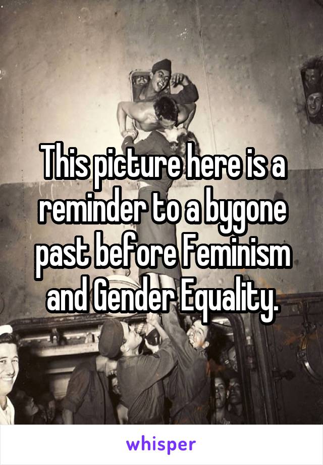 This picture here is a reminder to a bygone past before Feminism and Gender Equality.