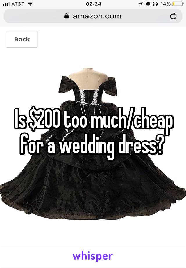 Is $200 too much/cheap for a wedding dress? 