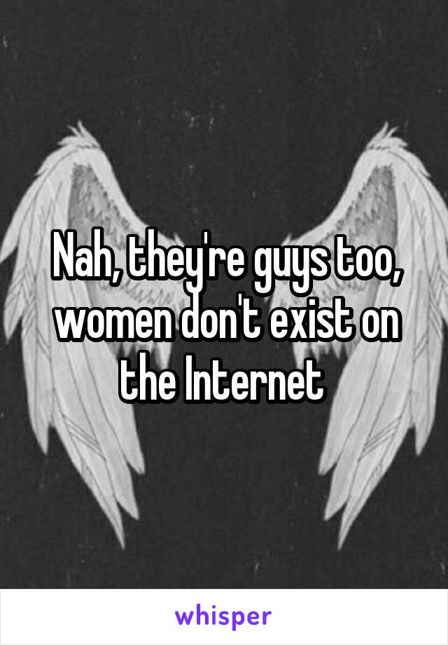 Nah, they're guys too, women don't exist on the Internet 