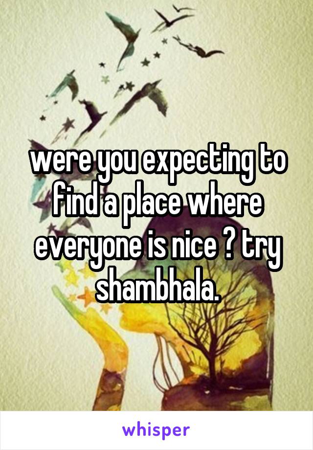 were you expecting to find a place where everyone is nice ? try shambhala.