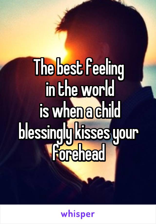 The best feeling
 in the world
 is when a child blessingly kisses your forehead