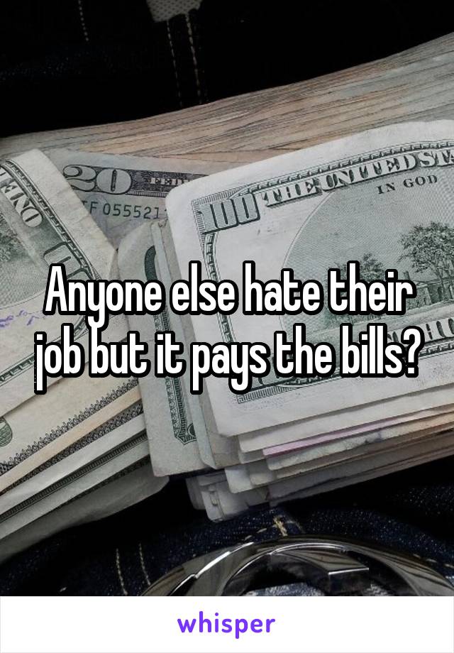 Anyone else hate their job but it pays the bills?