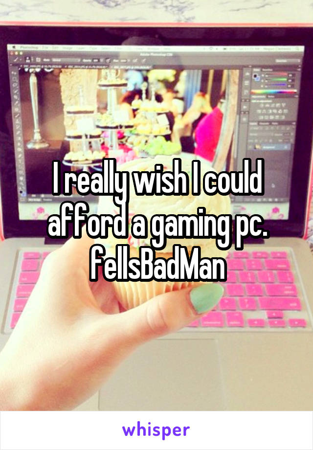 I really wish I could afford a gaming pc. fellsBadMan
