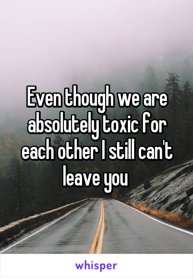 Even though we are absolutely toxic for each other I still can't leave you 