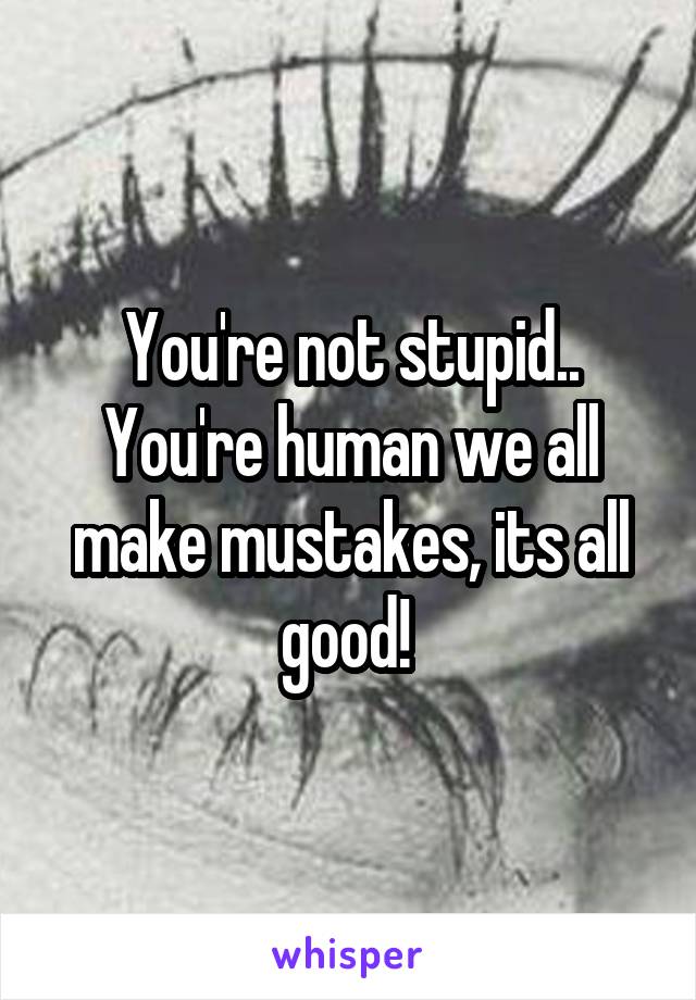 You're not stupid.. You're human we all make mustakes, its all good! 