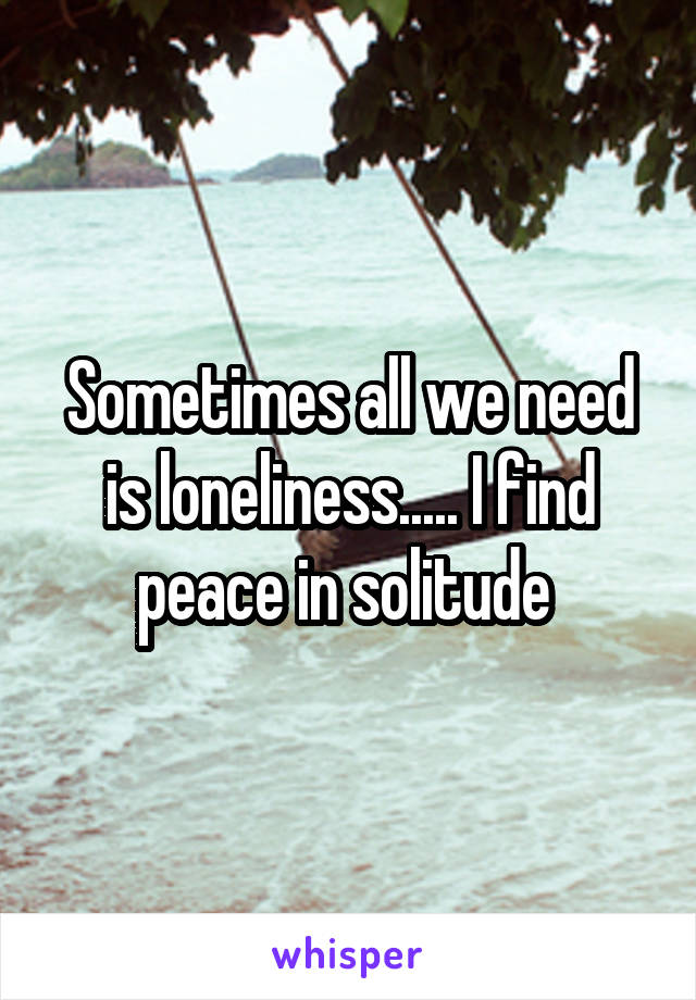 Sometimes all we need is loneliness..... I find peace in solitude 