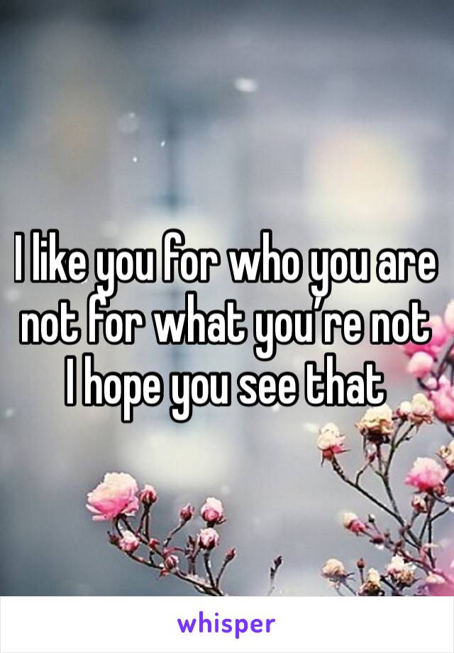 I like you for who you are
not for what you’re not
I hope you see that