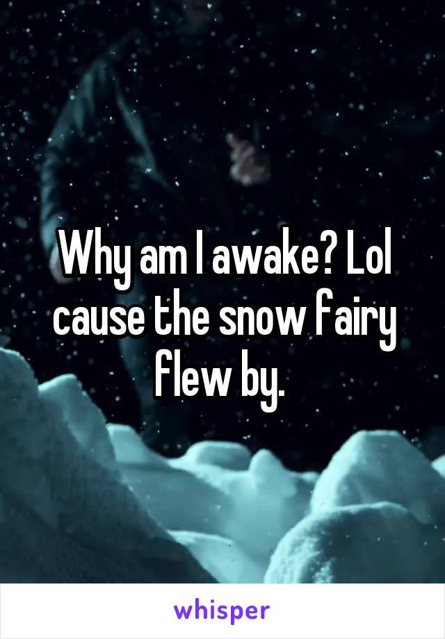 Why am I awake? Lol cause the snow fairy flew by. 