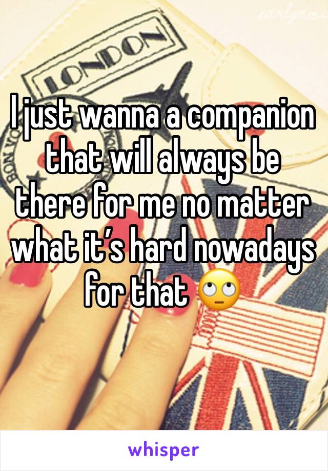 I just wanna a companion that will always be there for me no matter what it’s hard nowadays for that 🙄
