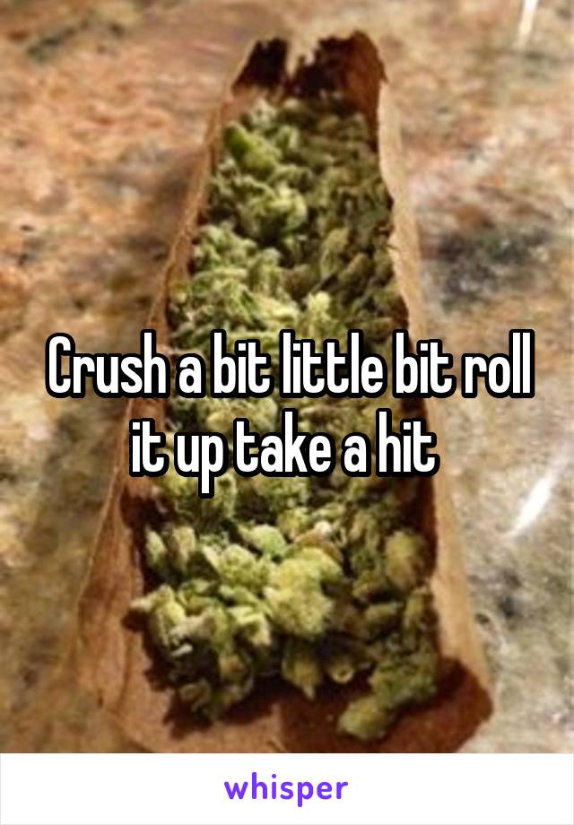 Crush a bit little bit roll it up take a hit 