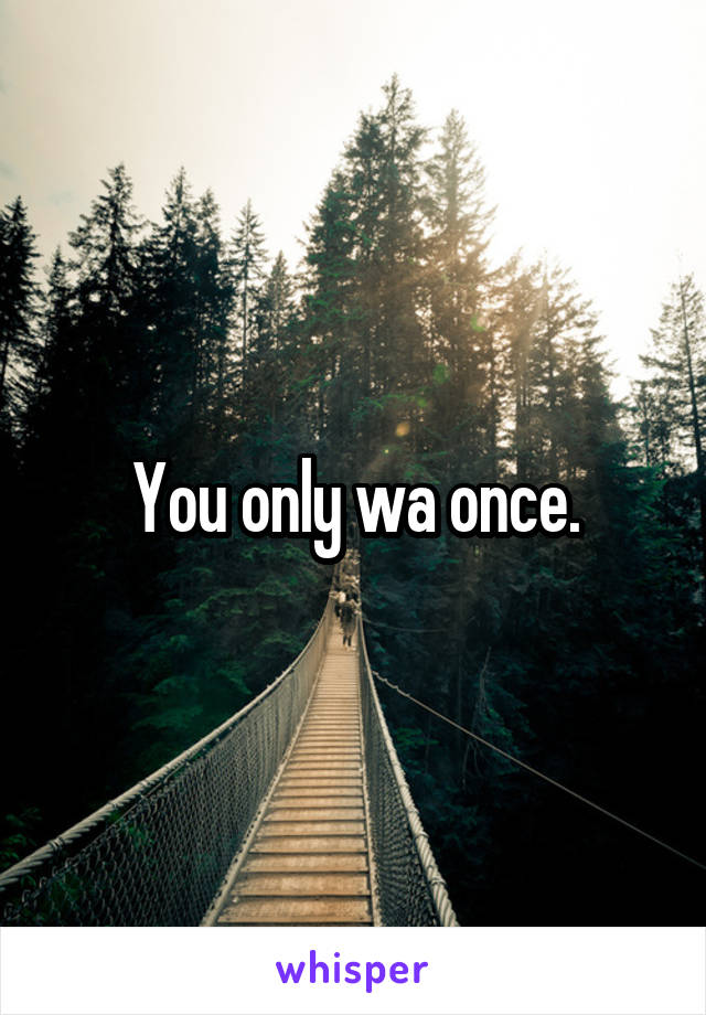 You only wa once.
