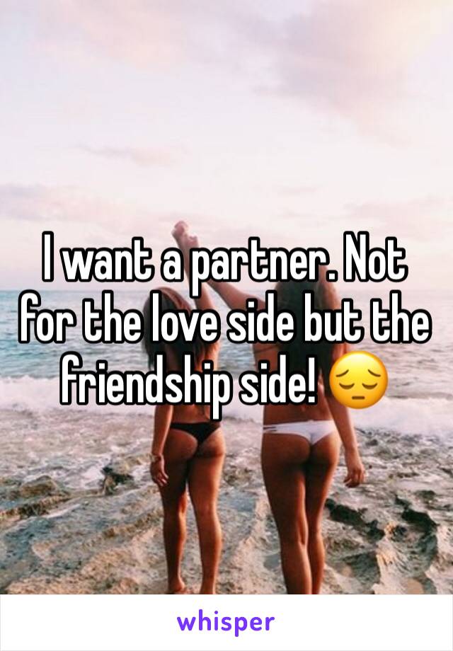 I want a partner. Not for the love side but the friendship side! 😔