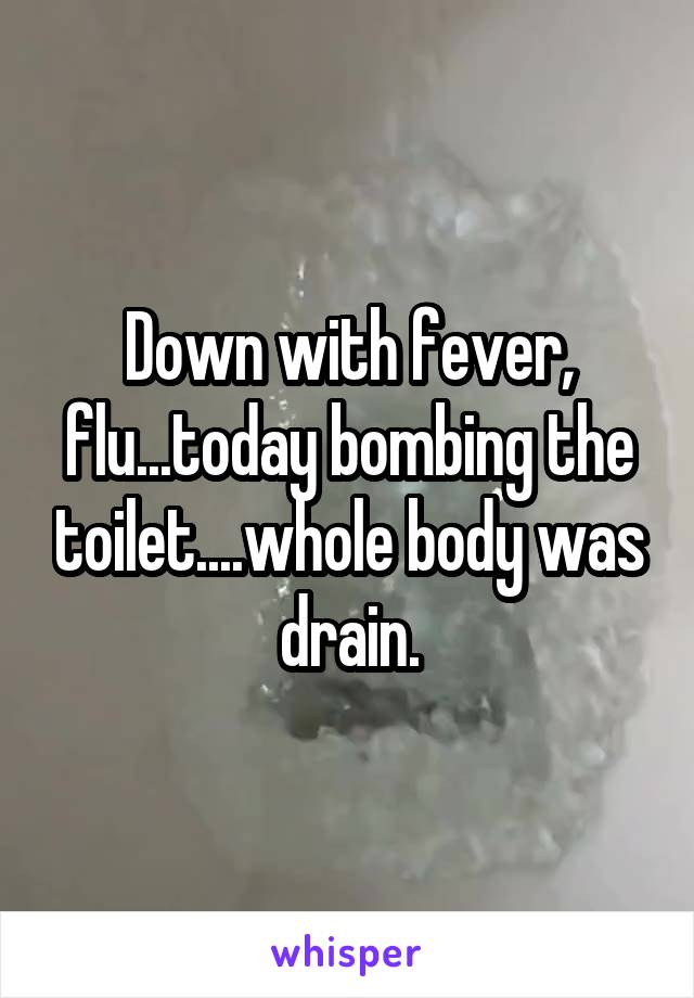 Down with fever, flu...today bombing the toilet....whole body was drain.