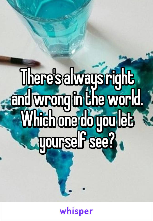 There's always right and wrong in the world. Which one do you let yourself see?