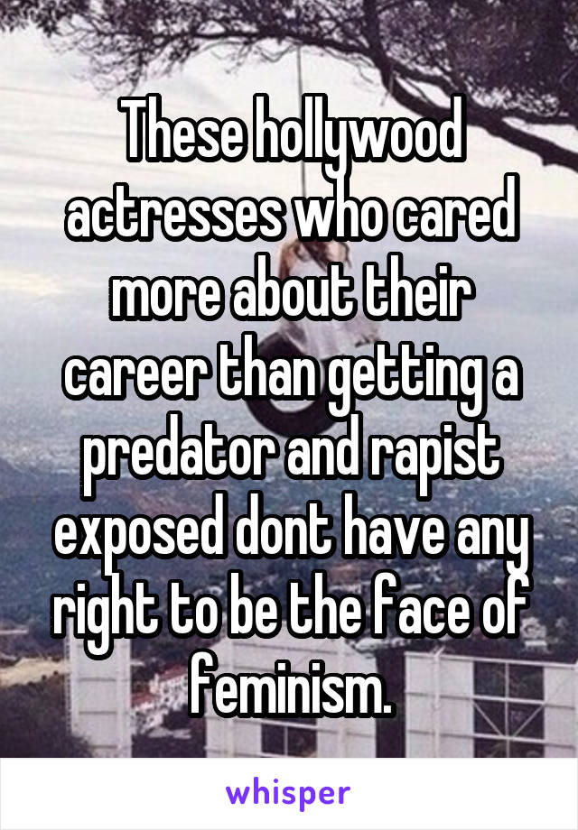 These hollywood actresses who cared more about their career than getting a predator and rapist exposed dont have any right to be the face of feminism.