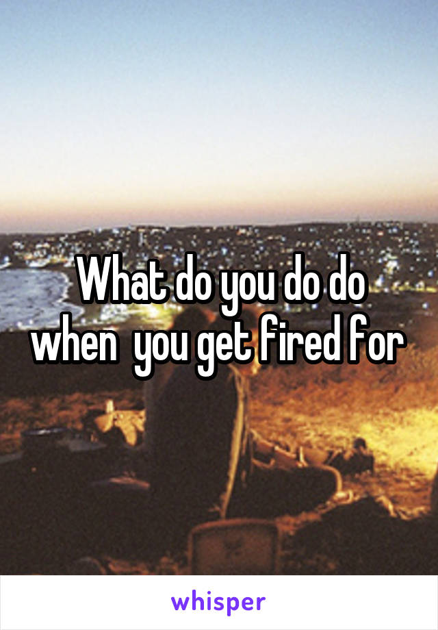 What do you do do when  you get fired for 