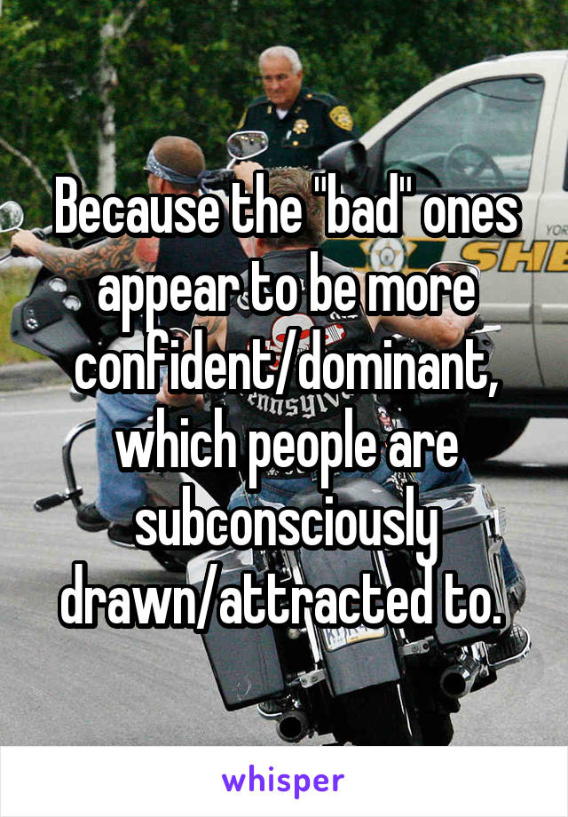 Because the "bad" ones appear to be more confident/dominant, which people are subconsciously drawn/attracted to. 