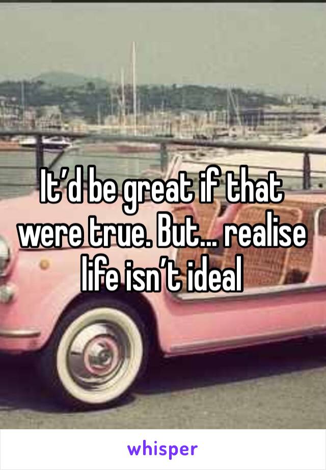 It’d be great if that were true. But... realise life isn’t ideal