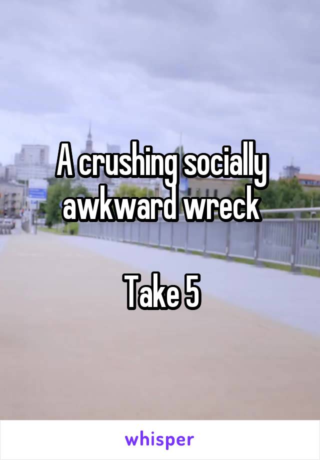 A crushing socially awkward wreck

Take 5