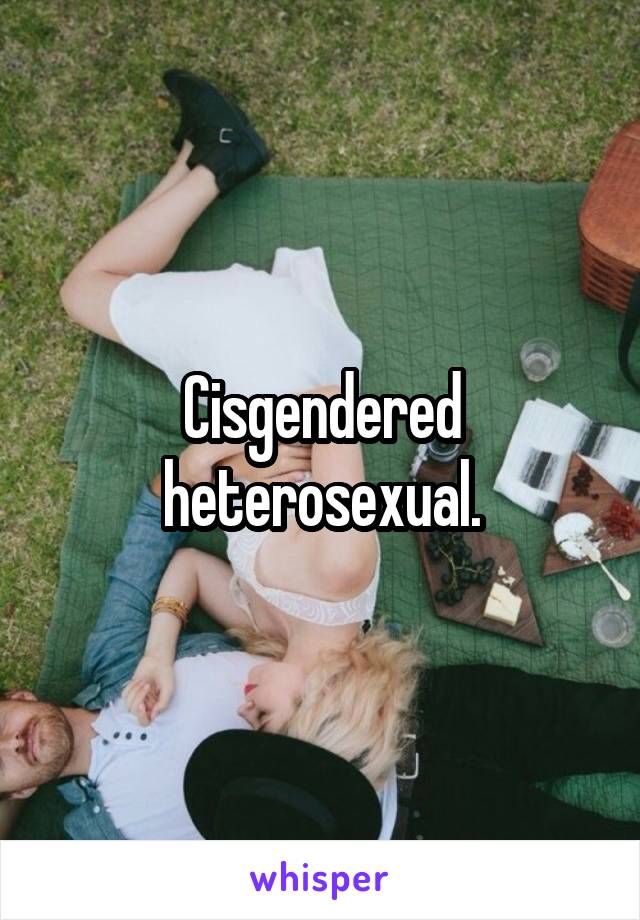 Cisgendered heterosexual.
