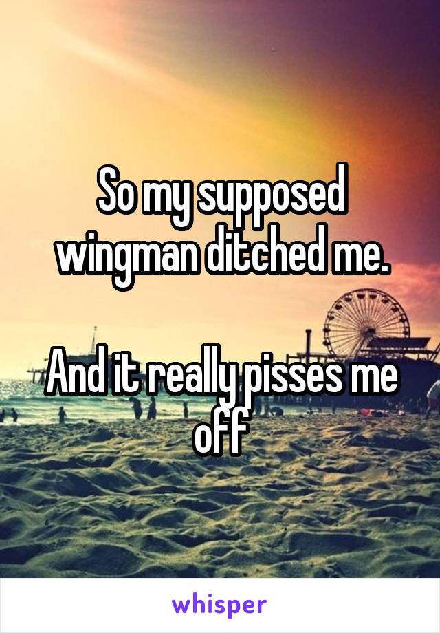 So my supposed wingman ditched me.

And it really pisses me off