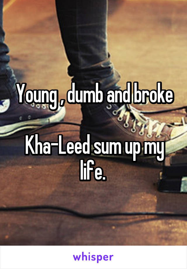 Young , dumb and broke

Kha-Leed sum up my life. 