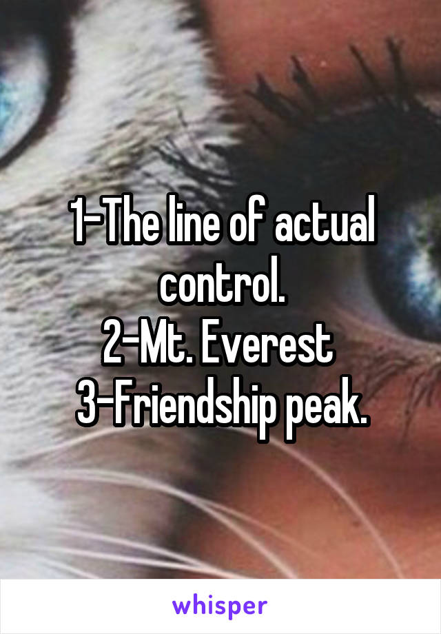 1-The line of actual control.
2-Mt. Everest 
3-Friendship peak.