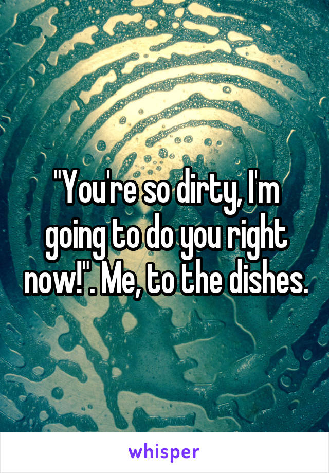 "You're so dirty, I'm going to do you right now!". Me, to the dishes.