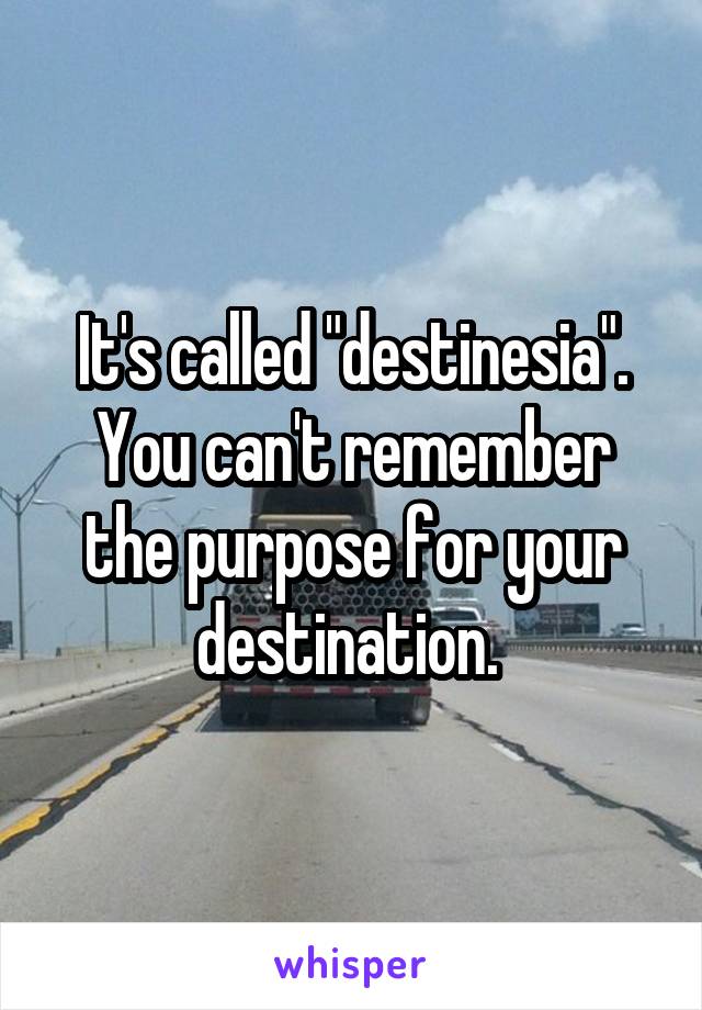 It's called "destinesia". You can't remember the purpose for your destination. 