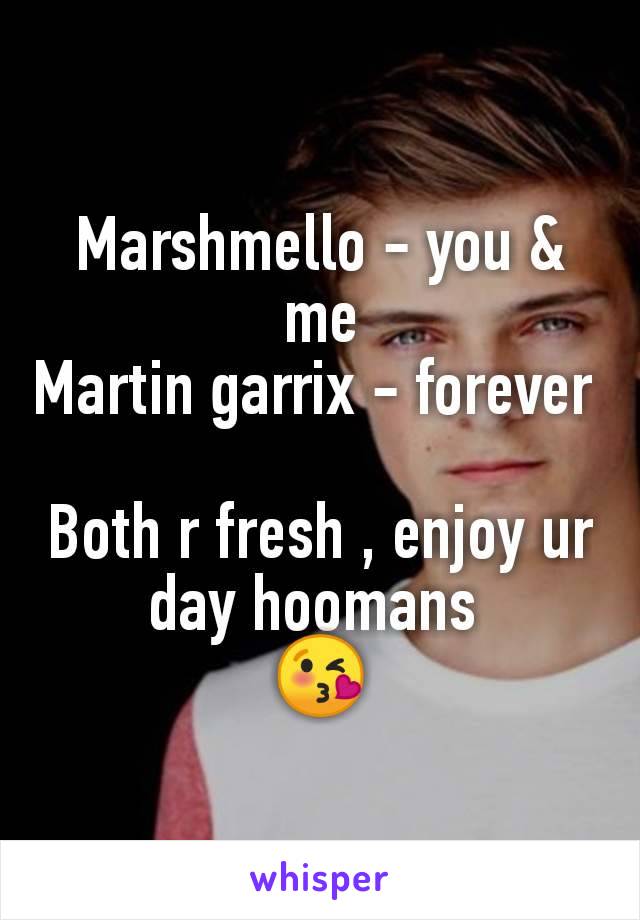 Marshmello - you & me
Martin garrix - forever 

Both r fresh , enjoy ur day hoomans 
😘