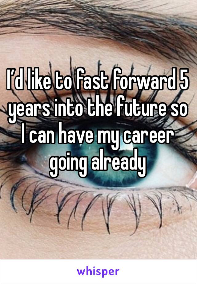 I’d like to fast forward 5 years into the future so I can have my career going already 