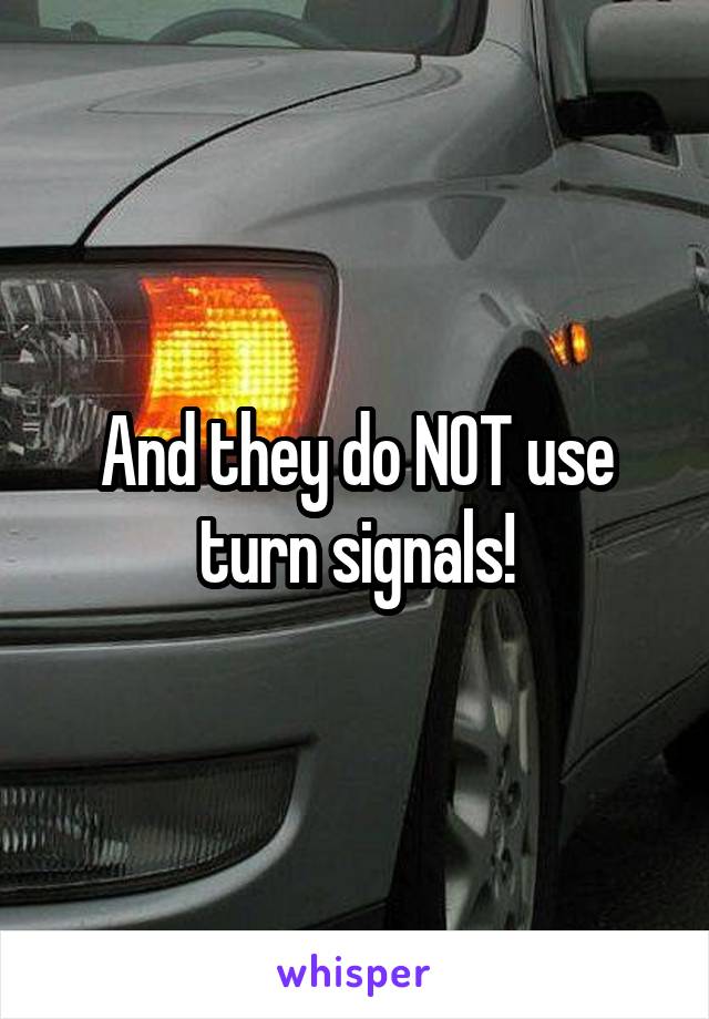 And they do NOT use turn signals!