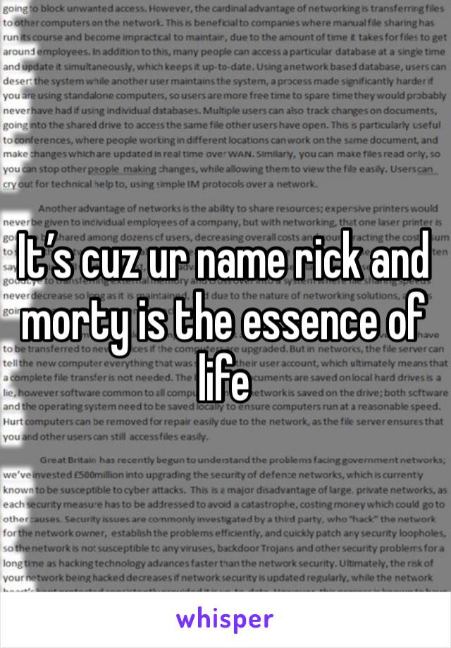 It’s cuz ur name rick and morty is the essence of life 