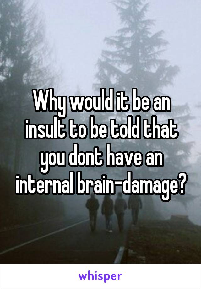 Why would it be an insult to be told that you dont have an internal brain-damage?