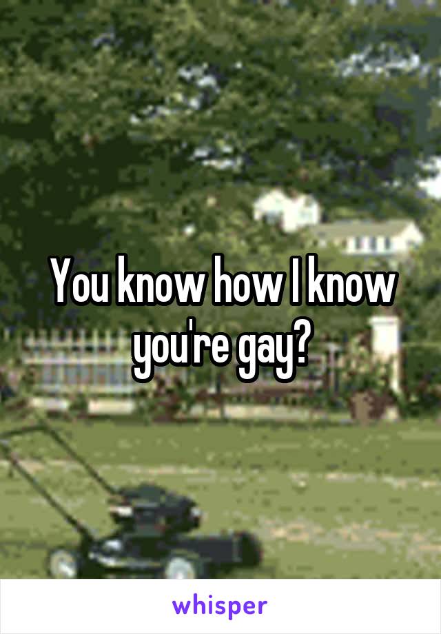 You know how I know you're gay?
