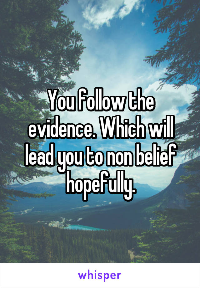 You follow the evidence. Which will lead you to non belief hopefully.