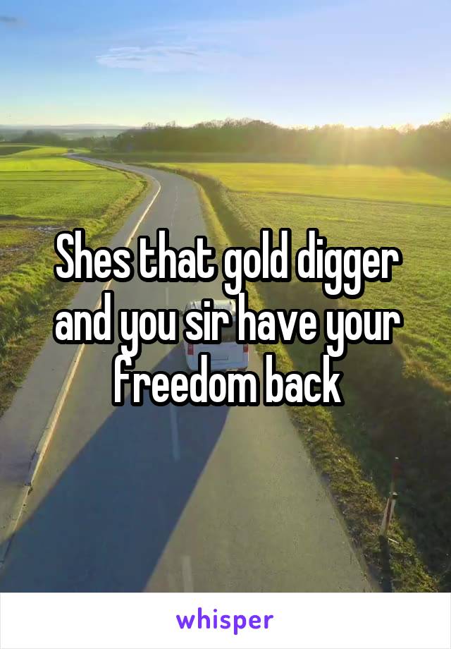 Shes that gold digger and you sir have your freedom back